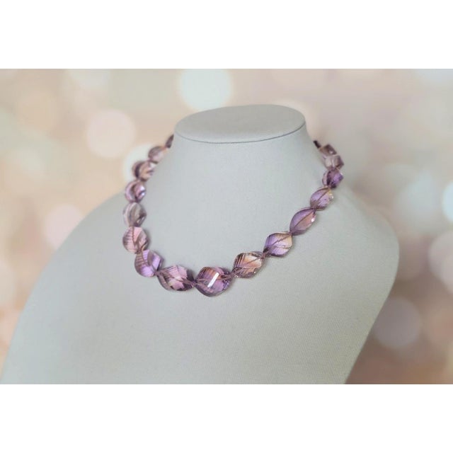 Natural Bolivian Carved Ametrine Beaded Necklace With 14k Gold Clasp For Sale In Cleveland - Image 6 of 11