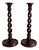 19th-Century English Oak Twist Candlesticks, a Pair For Sale