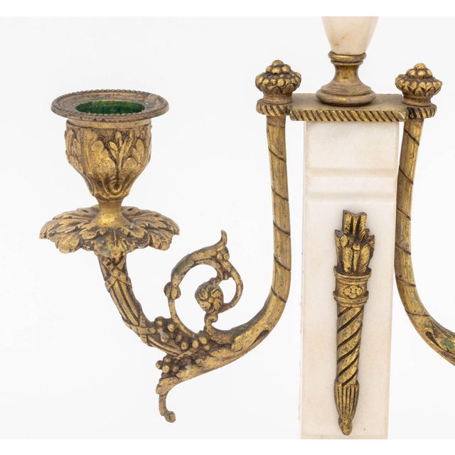 Louis XVI Style Marble and Bronze Clock and Candelabra Set, Late 19th Century For Sale - Image 18 of 18