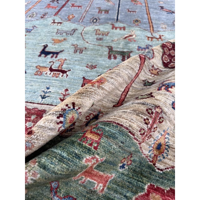 Textile Blue Green Persian Gabbeh Tree of Life Rug, 05'00 X 07'00 For Sale - Image 7 of 10
