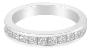 Women's 18K White Gold Princess Cut Diamond Band Ring (1 Cttw, G-H Color, SI1-SI2 Clarity) - Size 7-1/2
