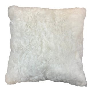 White Alpaca Fleece Pillow Suede Back With New Feather Down Insert For Sale