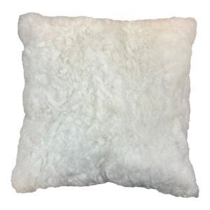 White Alpaca Fleece Pillow Suede Back With New Feather Down Insert