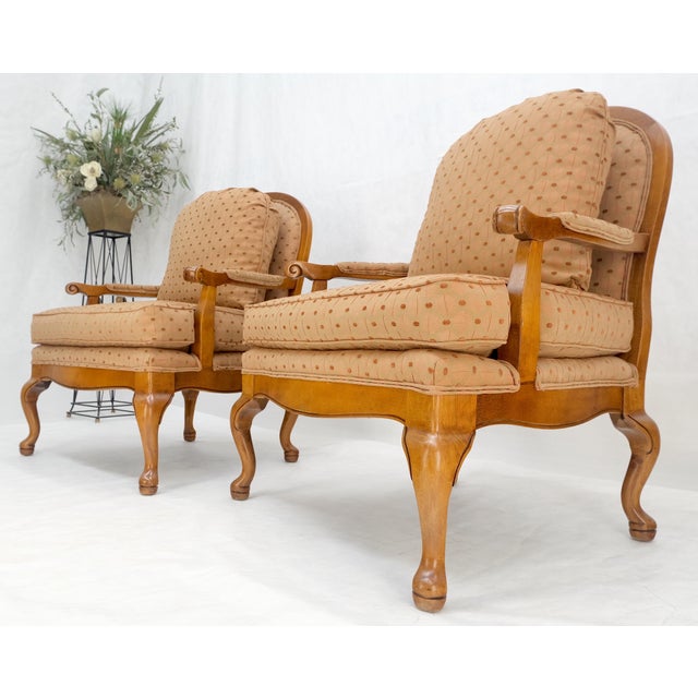 Blue & White Stripe Queen Ann Style Slipper Fire Side Chairs Low Profile MINT!