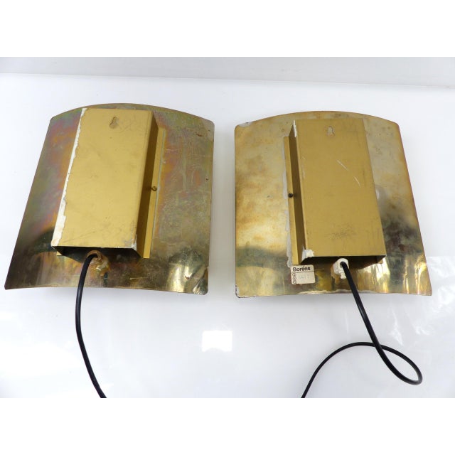 Gold Brutalist Model 6477 Wall Lights in Perforated Brass by Boréns, Sweden, 1970, Set of 2 For Sale - Image 8 of 11