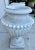 White Neoclassical Beaded White Cement Fluted Pedestal Urn Planters - Set of 2 For Sale - Image 8 of 12