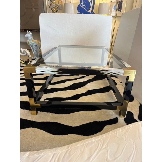 Theodore Alexander Theodore Alexander Faux Horn Brass and Glass Coffee Table For Sale - Image 4 of 10