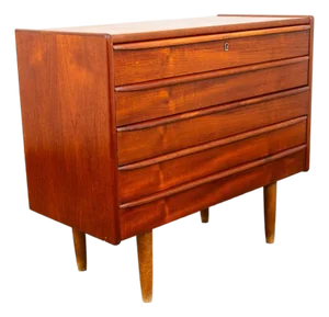 Mid Century Danish Modern Chest of Drawers Dresser Teak Vintage Locking 5 MCM