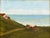 Oil painting on walnut board of three houses by the sea by Satori Gregorakis. Signed in the lower left corner. Framed. I...