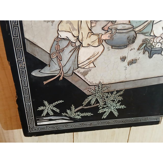 1940s Chinese Black Lacquer Carved Wall Art For Sale In Naples, FL - Image 6 of 8