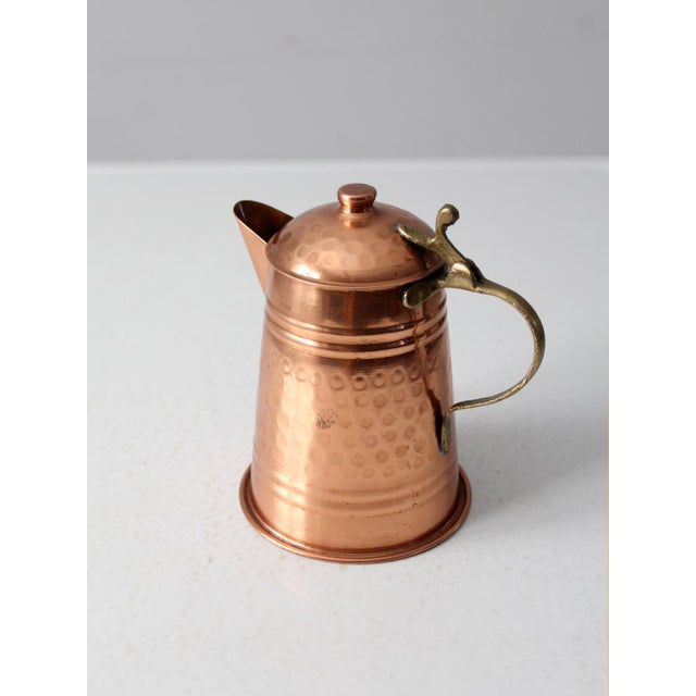 Vintage Hammered Copper Teapot With Brass Handle For Sale - Image 14 of 14