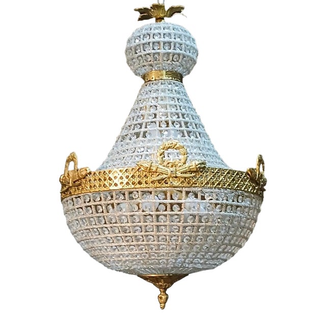 1970s Extra Wide Gold and Crystal Hollywood Regency Chandelier For Sale
