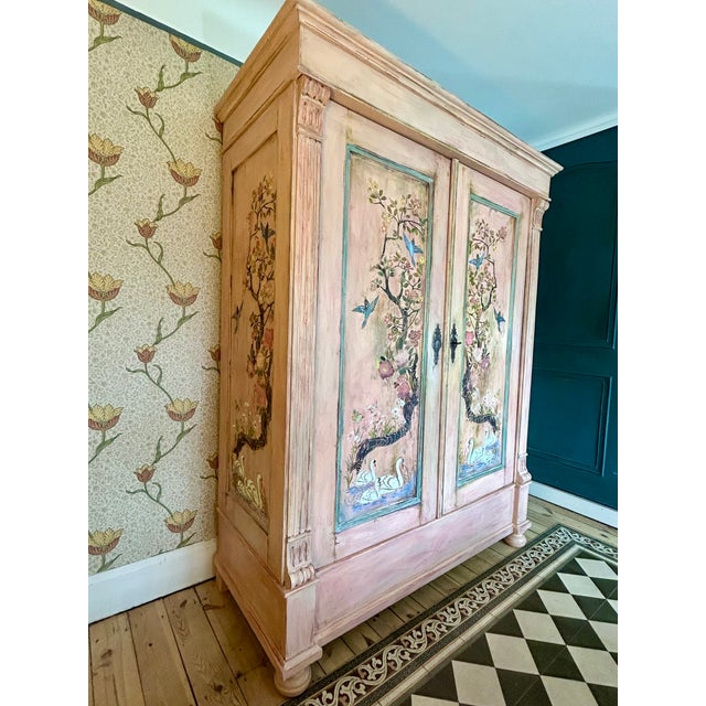 Antique Painted Pine Wardrobe with Chinoiserie Panels, 1990s For Sale - Image 4 of 15