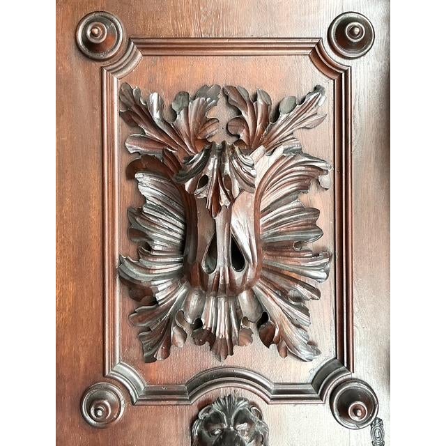 Wood Vintage Boho Black Forest Carved Oak Armoire For Sale - Image 7 of 14