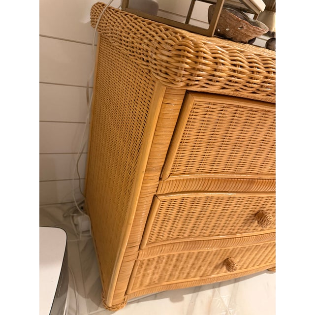 1990s Vintage Polo Ralph Lauren Wicker Rattan Bowfront Dresser | 6 Drawer, Attributed For Sale - Image 5 of 5