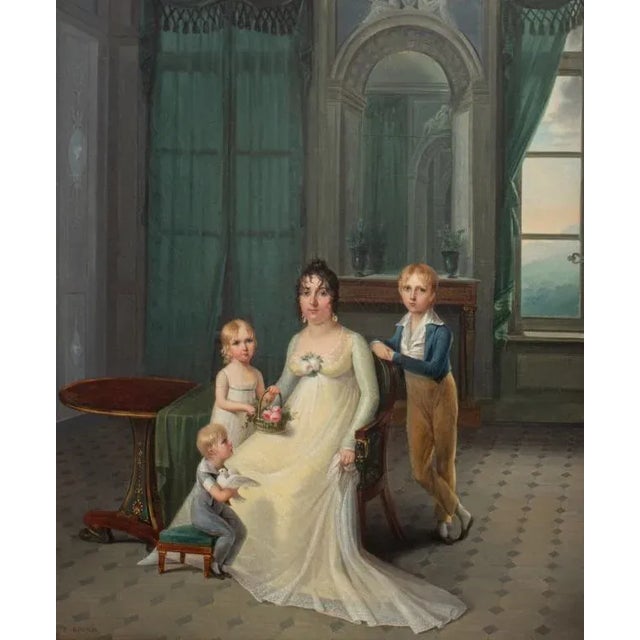 Francois Joseph Kinsoen (Flemish, 1770-1839) Attributed, Family Portrait, Oil on Canvas, circa 1825, signed "F. Kinson"...