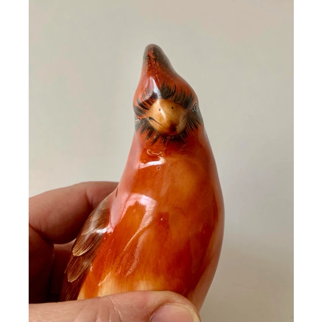 Vintage Rust Hand Painted Majolica Parrot on a Branch Figure For Sale - Image 4 of 6