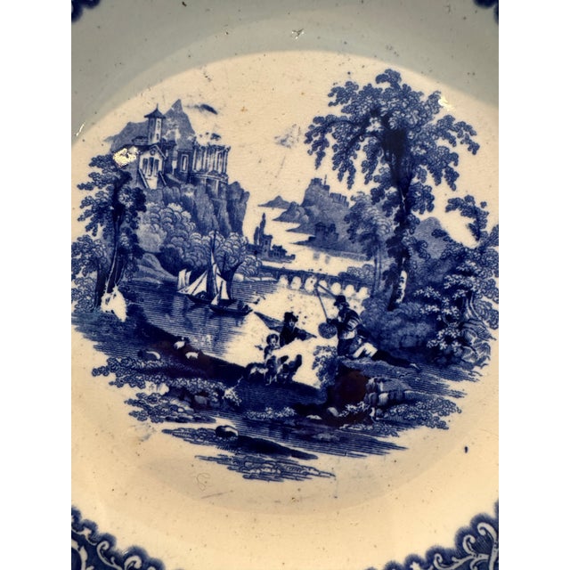 Late 19th Century Pair of Antique Staffordshire Blue and White Plates For Sale - Image 5 of 10