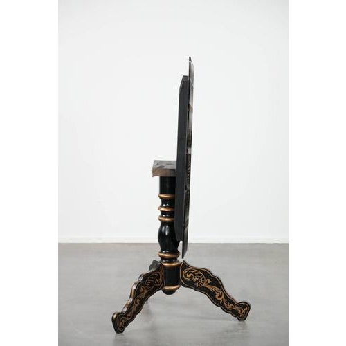 Antique English Hand-Painted Floral Tilt-Top Table, Late 19th Century. For Sale - Image 5 of 18