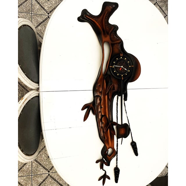 Wood Large Sculptural Wall Clock, 1970s For Sale - Image 7 of 18