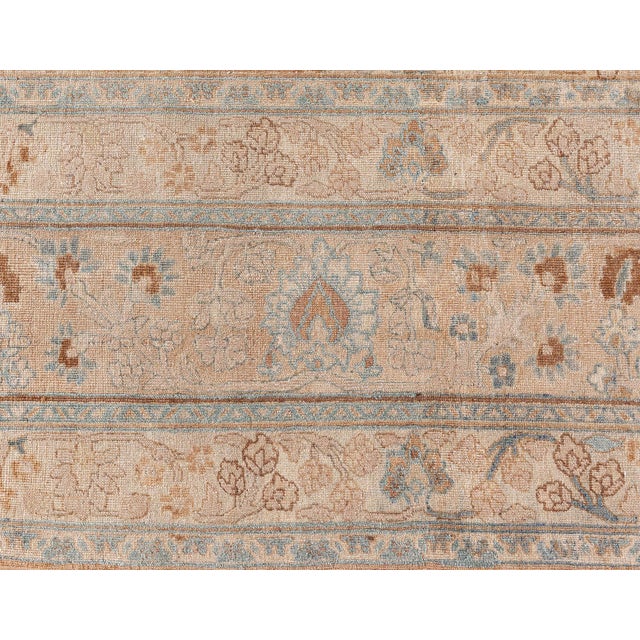 Beige Authentic Persian Tabriz Rug For Sale - Image 8 of 11