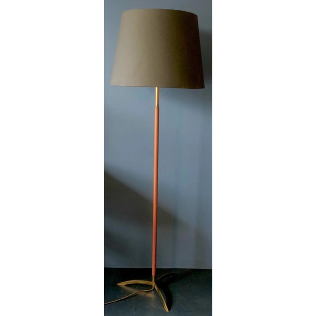 Danish Teak Floor Lamp with Brass Tripod Foot, 1960s For Sale - Image 9 of 9