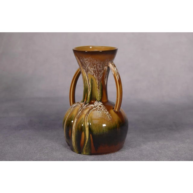 Ceramic Vase with 2 Hand-Painted Handles Sarreguemines Hawaiian Decor, 1970s For Sale - Image 4 of 11