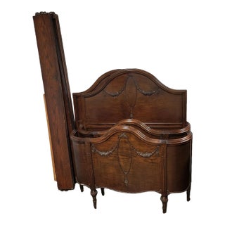 Antique French Walnut Twin Beds With Curved Footboards - a Pair For Sale