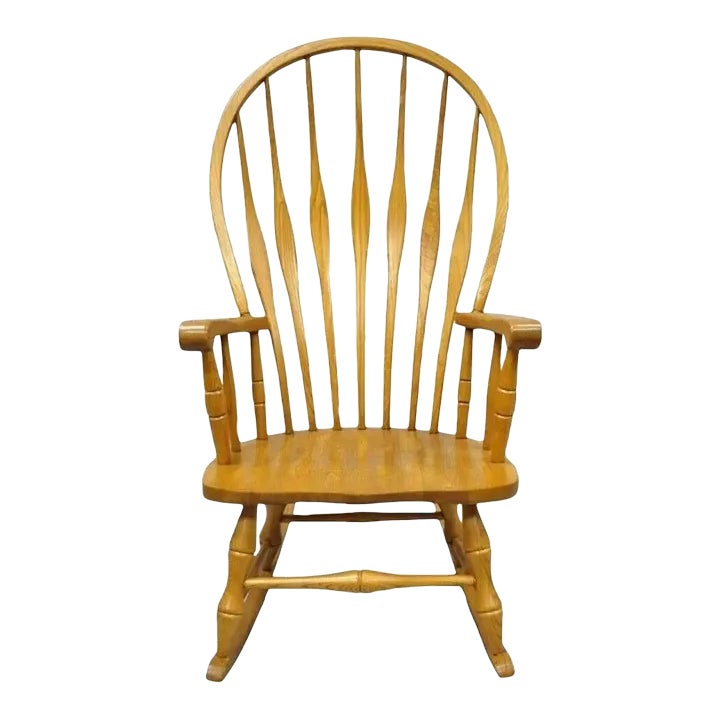 Late 20th Century Vintage Oskar Huber Oak Wood Windsor Style Fan Back