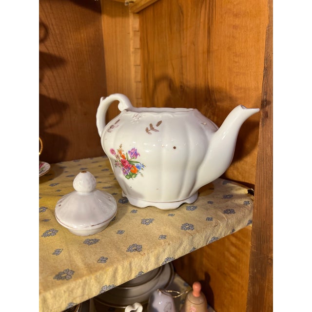 Mid-Century Modern 1950 Floral Porcelain Musical Box Teapot Music Stands For Sale - Image 3 of 8