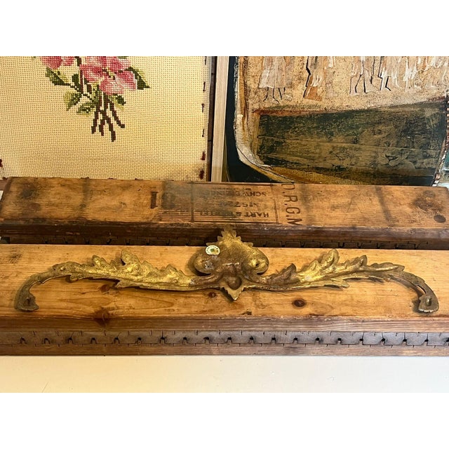Antique Brass Pediment Center Mount Garlands Cabinet Frame Mount For Sale In Seattle - Image 6 of 8