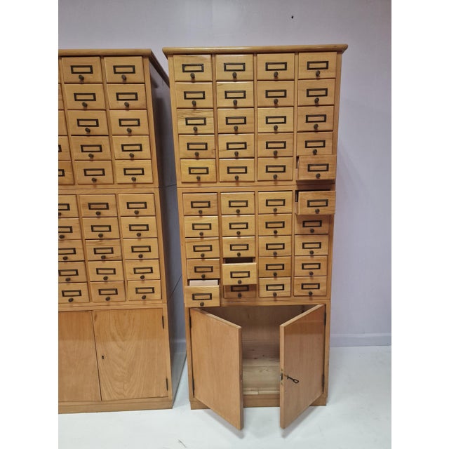 Filing Cabinets in Beech Wood, 1960s, Set of 2 For Sale - Image 8 of 9