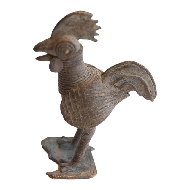 Vintage African Lightly Oxidized Rooster Sculpture For Sale