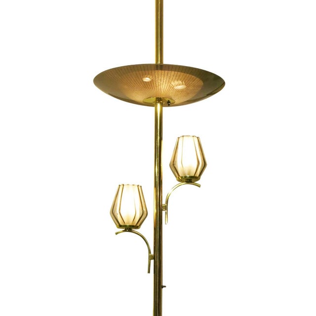 Brass Triple Light Floor to Ceiling Tension Lamp Chairish