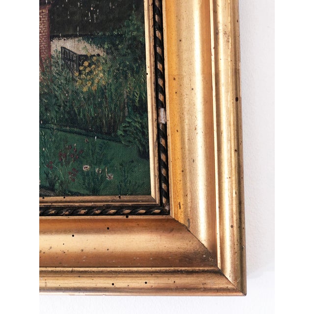 Vintage Original Cottage Oil Painting: Framed Nature Garden Art For Sale - Image 6 of 13