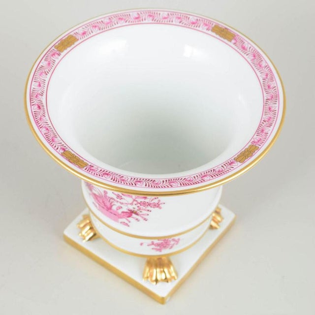 Porcelain Flower Pot with Pink Indian Basket Decoration from Herend, 1940s For Sale - Image 3 of 5
