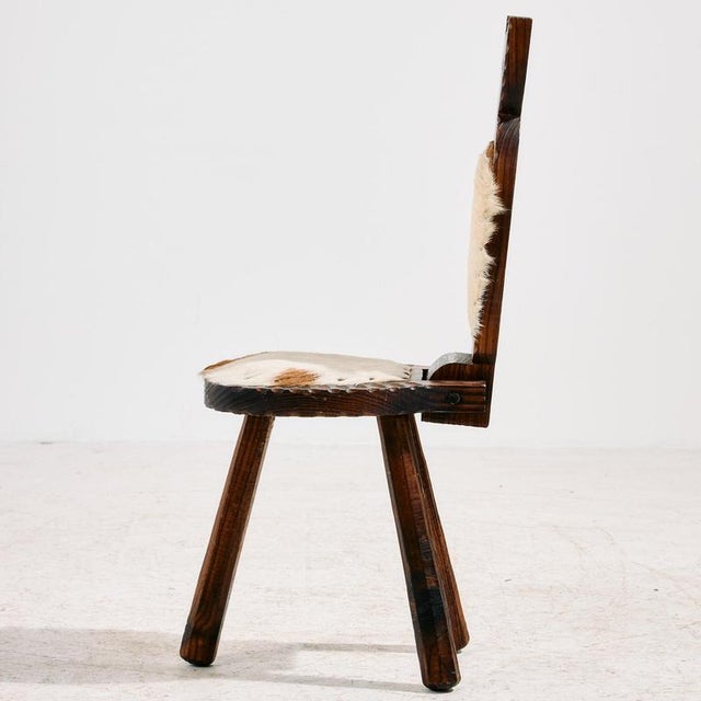 Vintage Hand-Crafted Chair with Cowhide, 1970s For Sale - Image 3 of 13