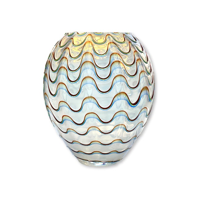 Large Murano Opalescent Fenicio Art Glass Vase For Sale In Los Angeles - Image 6 of 7