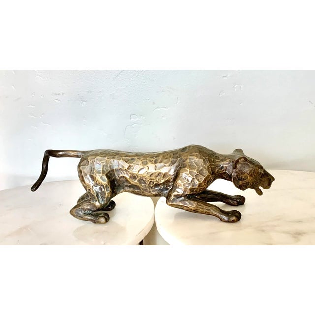 Large 1960s Vintage Bronze Metal Panther / Cheetah Figure For Sale - Image 11 of 11
