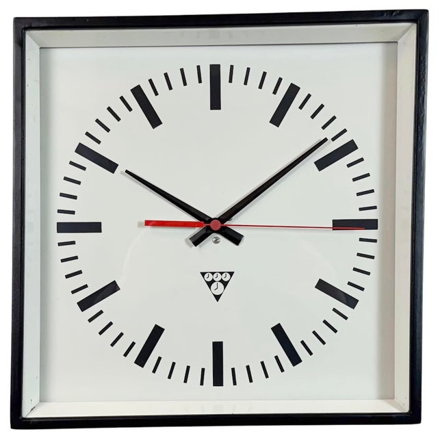 Industrial Black Square Wall Clock from Pragotron, 1980s For Sale - Image 17 of 17