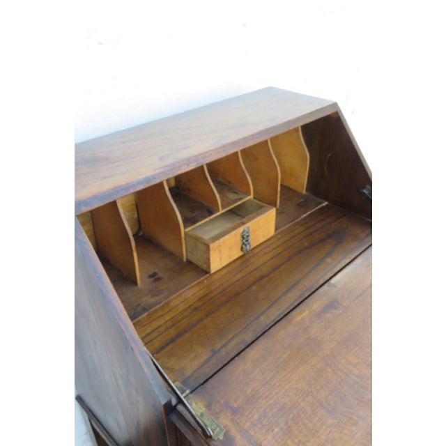 Early 20th Century Early 1900s Solid Oak Wood Secretary Desk 6127 For Sale - Image 5 of 15