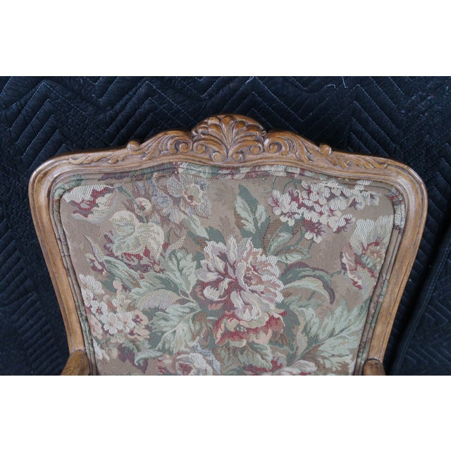 1990s 8 Vintage Drexel Heritage Louis XVI Style Walnut Upholstered Dining Chairs For Sale - Image 5 of 13