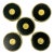 1990s Vintage Hollywood Regency Traditional Brass & Leather Coasters - Set of 5 For Sale
