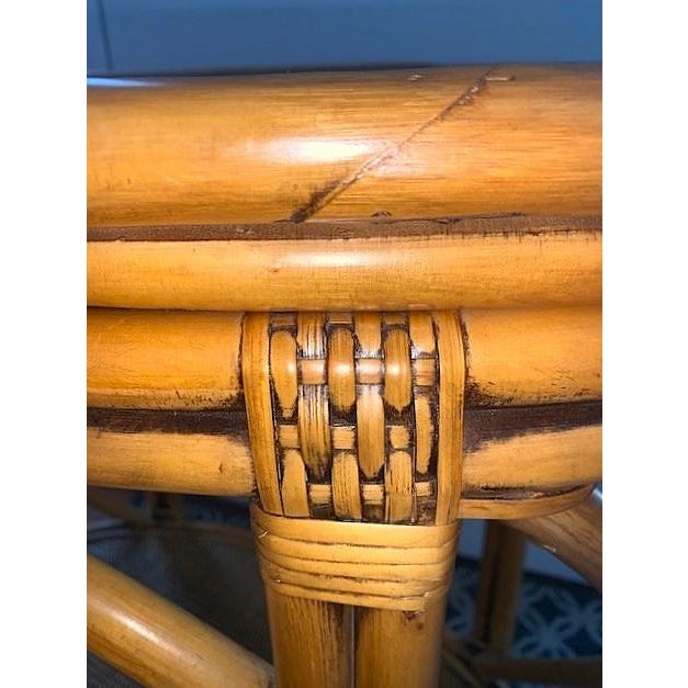 Tan Vintage Bamboo Rattan Table W/ Removable Tray Top For Sale - Image 8 of 11