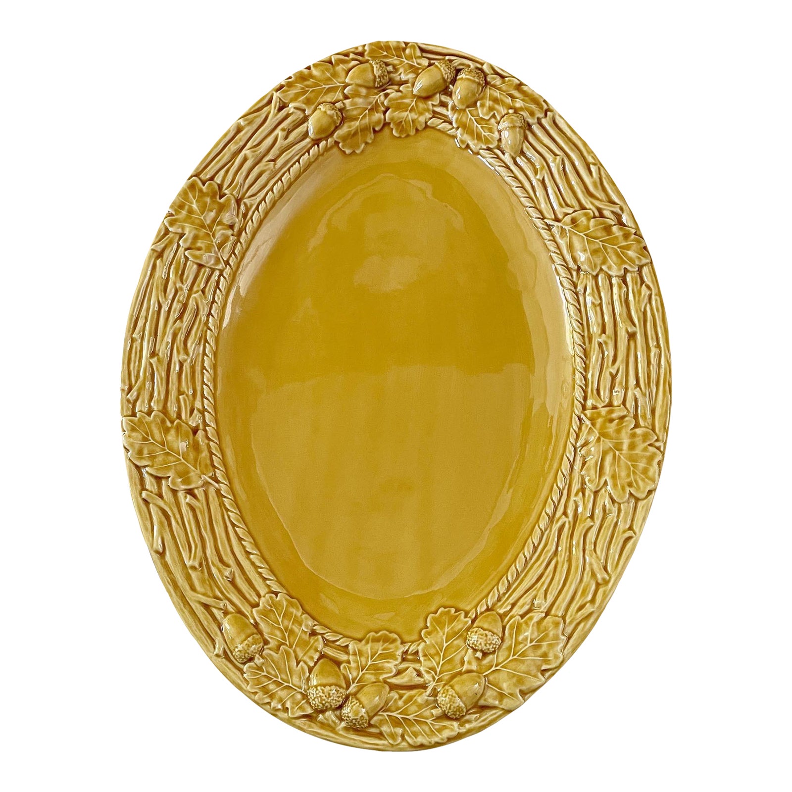 Vintage Bordallo Pinheiro Oval Serving Platter With Oak Leaves, Acorns