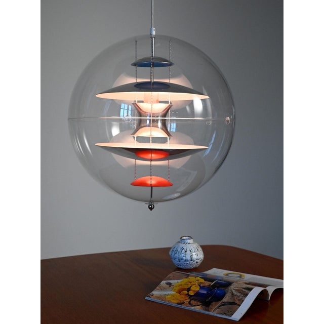 Mid-century icon: "vp globe," a sphere composed of two pmma half-shells with an internal landscape of aluminum deflectors...