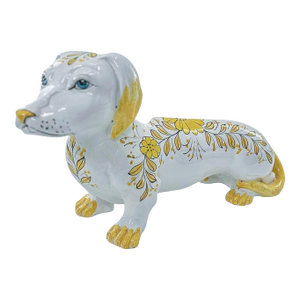 Large Hand-Painted Floral Ceramic Dachshund Sculpture