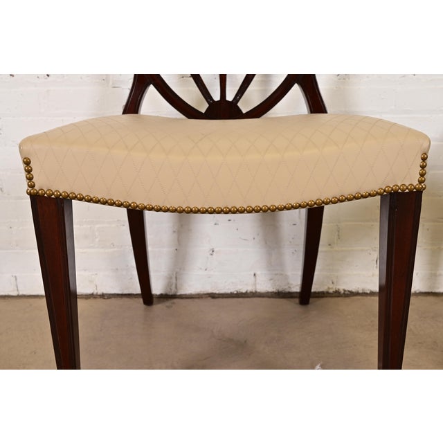Wood Baker Furniture Style Georgian Carved Mahogany Shield Back Side Chairs or Dining Chairs, Set of Four For Sale - Image 7 of 10
