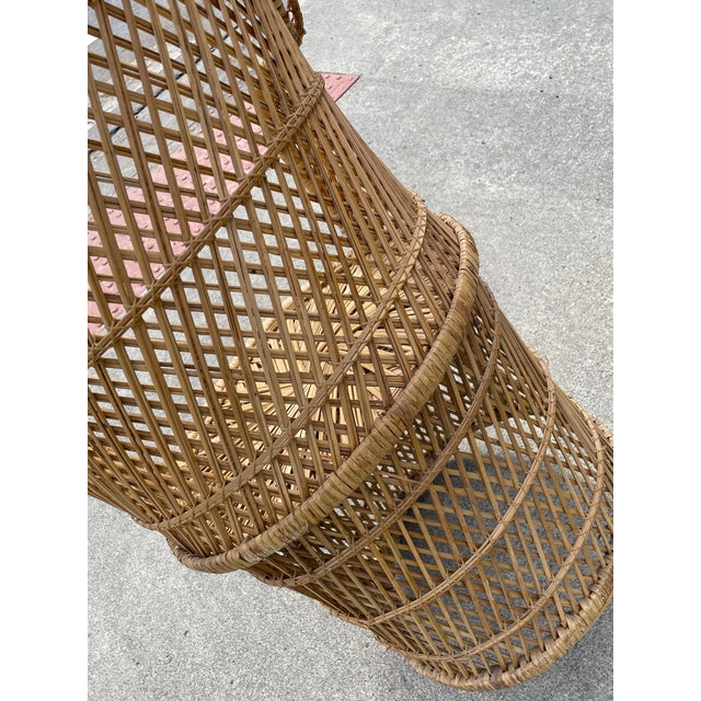 Mid 20th Century Natural Woven Rattan/Wicker Mid Century Barrel Chairs a Pair For Sale - Image 14 of 14
