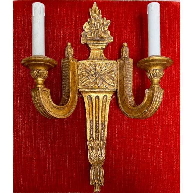 Panache 17.5” Neoclassical Giltwood 2 Light Wall Light Sconce.